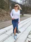 Jeansrock mit Schlitz "Blau"