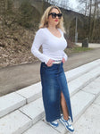 Jeansrock mit Schlitz "Blau"