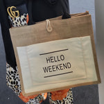 "HELLO WEEKEND" shopping bag