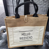 "HELLO WEEKEND" shopping bag