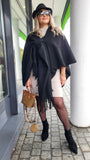 Poncho-Tuch-Mantel in Schwarz