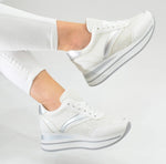 Fashion Glitzer Sneaker Weiß/Silber  Superfresh