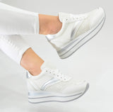 Fashion Glitzer Sneaker Weiß/Silber  Superfresh