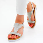 Glitzer Strass Sandalen Silber