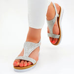 Glitzer Strass Sandalen Silber