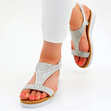 Glitzer Strass Sandalen Silber