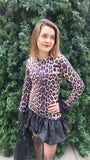 Animal-Print Kleid "Ballon-Details"