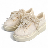 Plateau-Sneaker Beige/Spitze