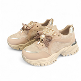 Sneaker Taupe/Goldene Details