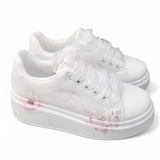 Plateau-Sneaker "Weiß/Blumenmuster"