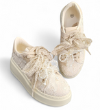 Plateau-Sneaker Beige/Spitze