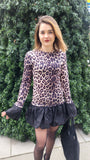 Animal-Print Kleid "Ballon-Details"