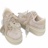 Plateau-Sneaker Beige/Spitze