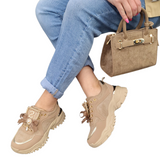 Sneaker Taupe/Goldene Details