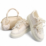 Plateau-Sneaker Beige/Spitze