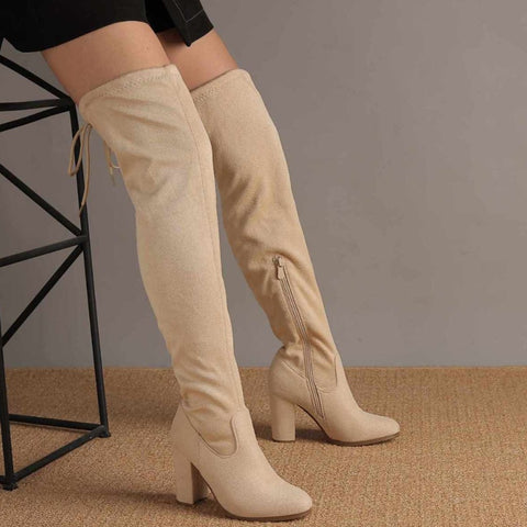 Sexy Overknees Stiefel "Beige"