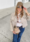 Jacke in Beige & Corale