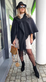 Poncho-Tuch-Mantel in Schwarz
