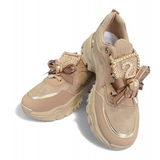 Sneaker Taupe/Goldene Details