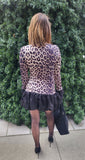 Animal-Print Kleid "Ballon-Details"