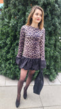 Animal-Print Kleid "Ballon-Details"