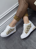 Keilsneaker Weiß Beige Muster NEW