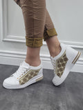 Keilsneaker Weiß Beige Muster NEW