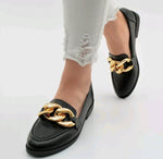 Elegante Ballerinas Schwarz Goldene Details